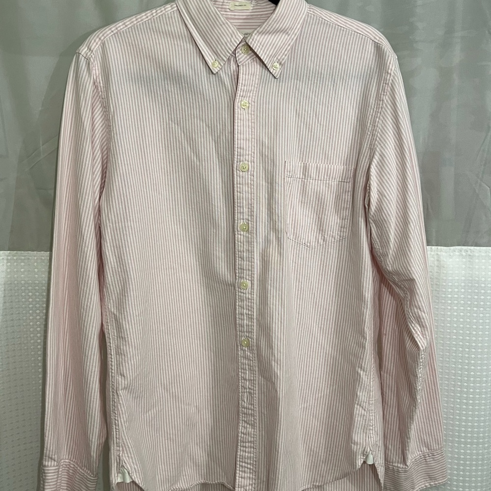 J. Crew Men's Pink Striped Button Down Shirt
